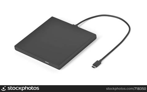 Portable usb optical disc drive on white background