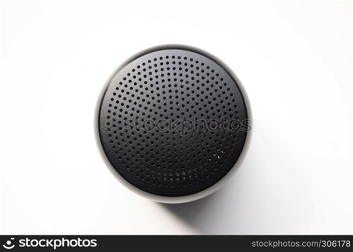 Portable Wireless Speaker, Isolated on White Background, Showing Dotted Metal Grille