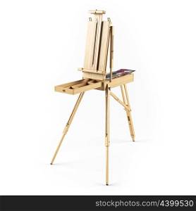 portable wooden easel isolated rendering