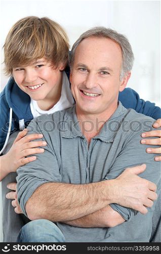 Portait of smiling father and son