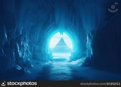 Portal ice fantasy mountain. Winter scene. Generate Ai. Portal ice fantasy mountain. Generate Ai