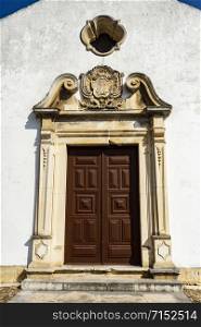 Portal of the Chapel of Our Lady of Sorrows, built in the 18th century, in the historical town of Tentugal, Coimbra, Portugal