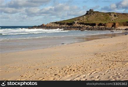 Porthmeor sandy beach in St. Ives, Cornwall UK.