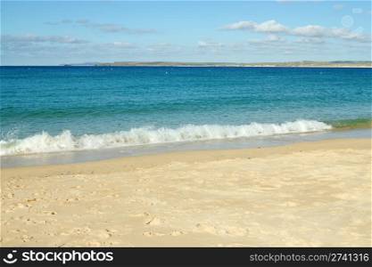 Porthminster beach and St. Ives bay, Cornwall UK.