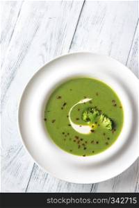 Portion of broccoli soup
