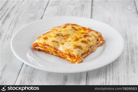 Portion of Cheese lasagne - Italian pasta dish