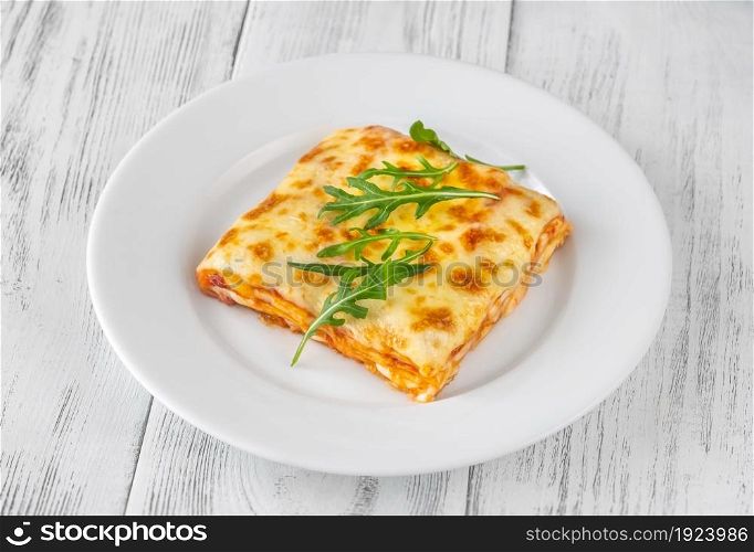 Portion of cheese lasagne - Italian pasta dish