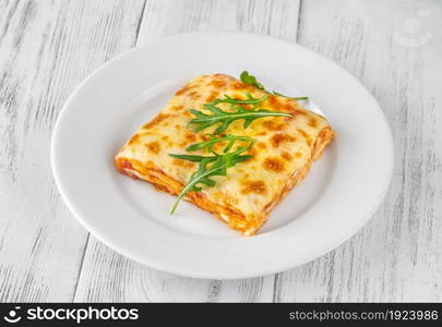 Portion of cheese lasagne - Italian pasta dish