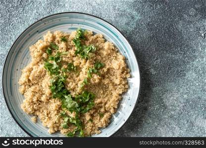 Portion of cooked quinoa