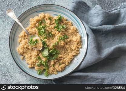 Portion of cooked quinoa