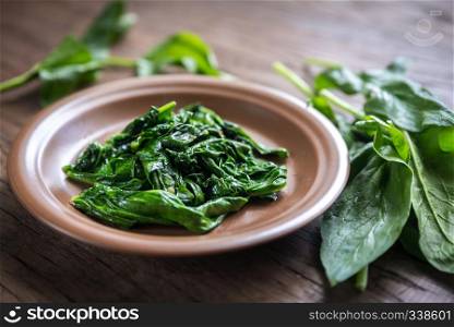 Portion of cooked spinach