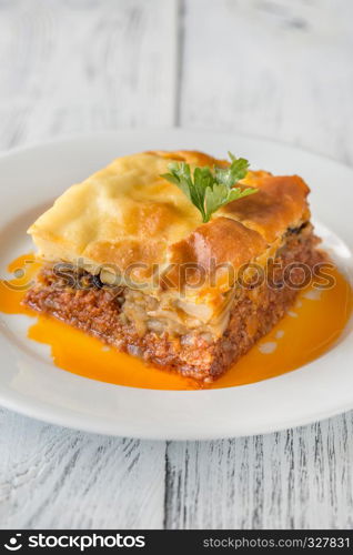 Portion of moussaka