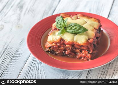 Portion of parmigiana di melanzane