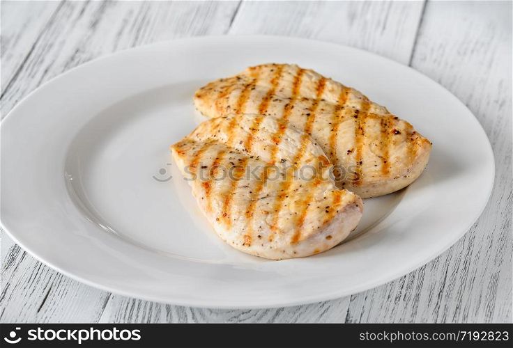 Portion of seasoned grilled chicken