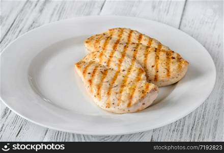 Portion of seasoned grilled chicken