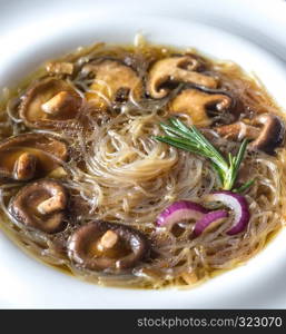 Portion of shiitake ginger soup