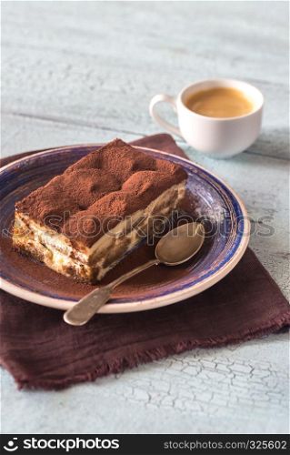 Portion of Tiramisu dessert