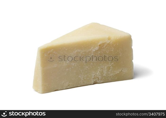 Portion Parmesan cheese on white background