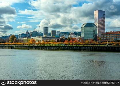 Portland city skyline at autumn, Oregon, USA.