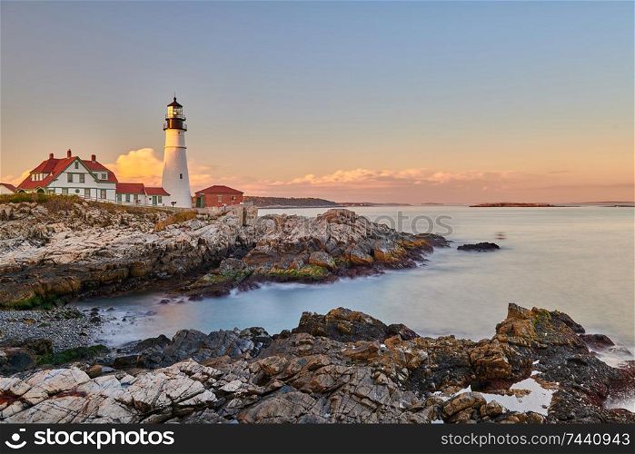 Portland Head Lighthouse at Cape Elizabeth, Maine, USA.