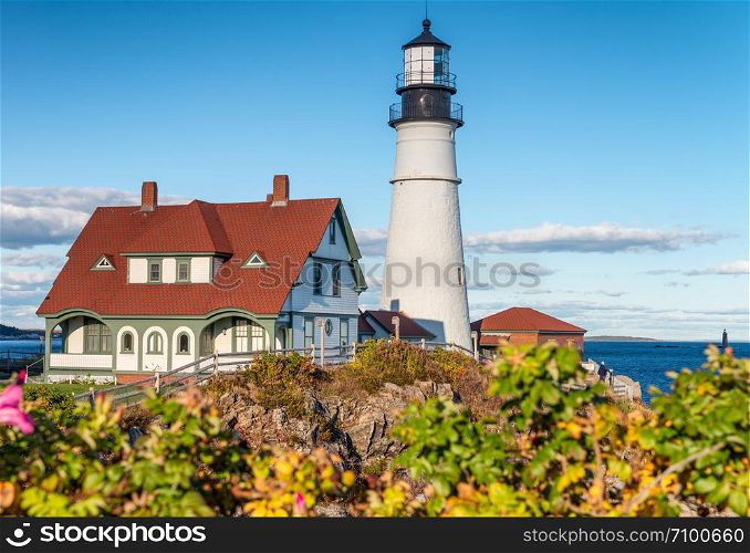 Portland Head Lighthouse in Delano Park, Maine.
