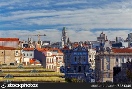 Porto. Aerial view of the city.. Aerial view of the city on a sunny morning. Porto. Portugal.