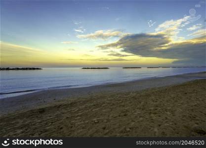 Porto San Giorgio, Fermo province, Marche, Italy: the beach at evening in June