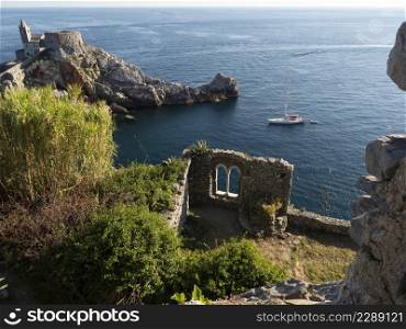 Porto Venere coast in Mediterranean sea, Liguria country, Italy