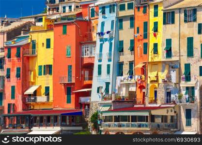 Porto Venere, La Spezia, Liguria, Italy. Colorful picturesque houses in harbour of Porto Venere, La Spezia, Liguria, Italy.