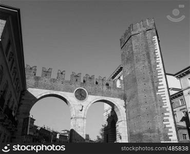 Portoni della Bra gate in Verona, Italy in black and white. Portoni della Bra gate in Verona black and white