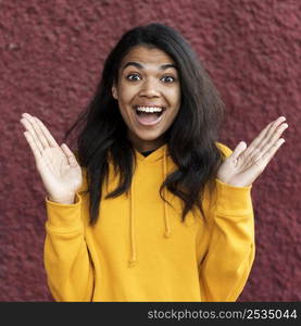 portrait african american woman looking surprised