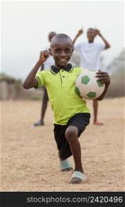 portrait african child with football ball 2