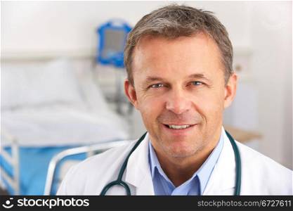 Portrait American doctor on hospital ward