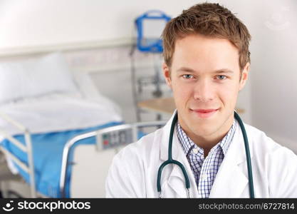 Portrait American student doctor on hospital ward