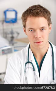 Portrait American student doctor on hospital ward