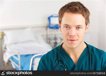Portrait American student doctor on hospital ward