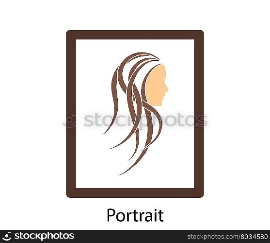Portrait art icon. Flat color design.