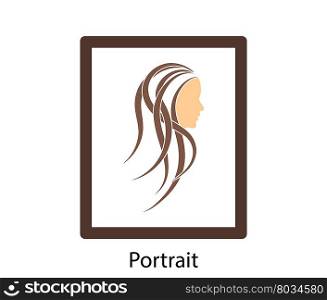 Portrait art icon. Flat color design.