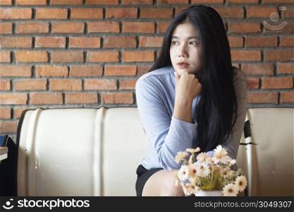 portrait asian girl posing in cafe