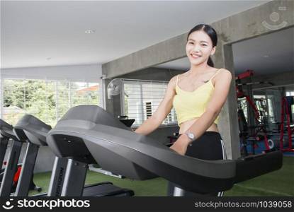 Portrait asian in fitness club,Healthy concept