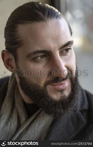 portrait attractive man with beard