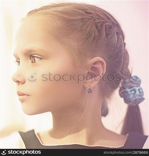 portrait beautiful girl, schoolgirl in the room