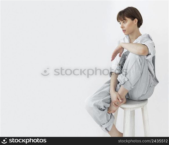 portrait beautiful young female wearing jumpsuit 6