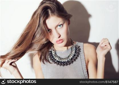 Portrait beautiful young woman with long healthy hair