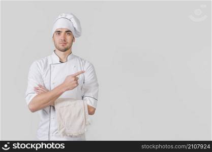 portrait chef presenting copyspace