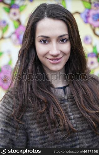 Portrait close up of young beautiful woman