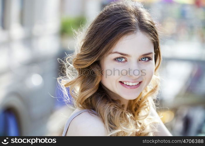 Portrait close up of young beautiful woman