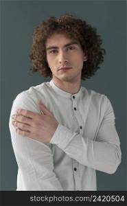 portrait curly haired young man 4