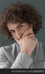 portrait curly haired young man 9