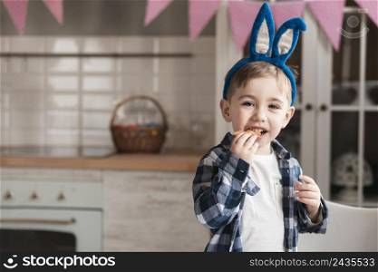 portrait cute little boy with bunny ears